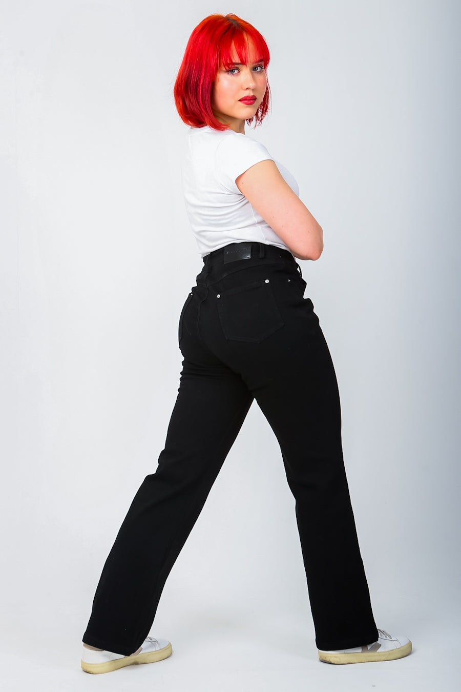 Straight Jeans High Waist Total Black