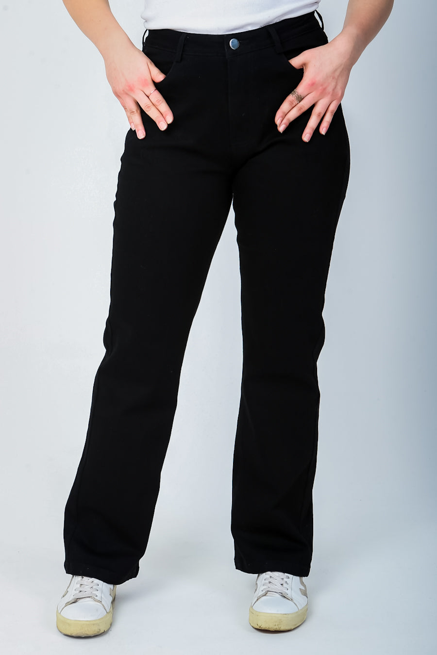 Straight Jeans High Waist Total Black