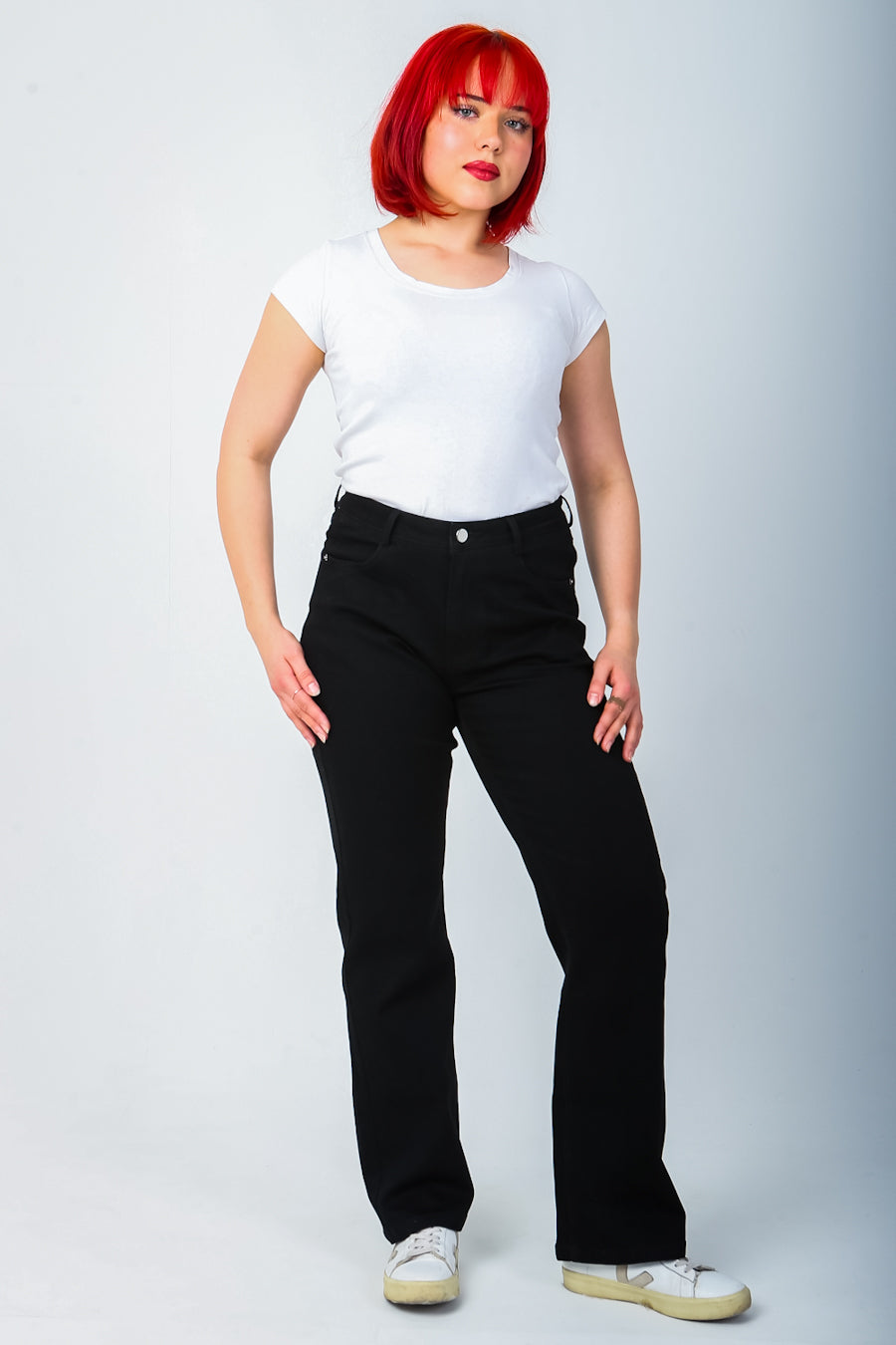 Straight Jeans High Waist Total Black