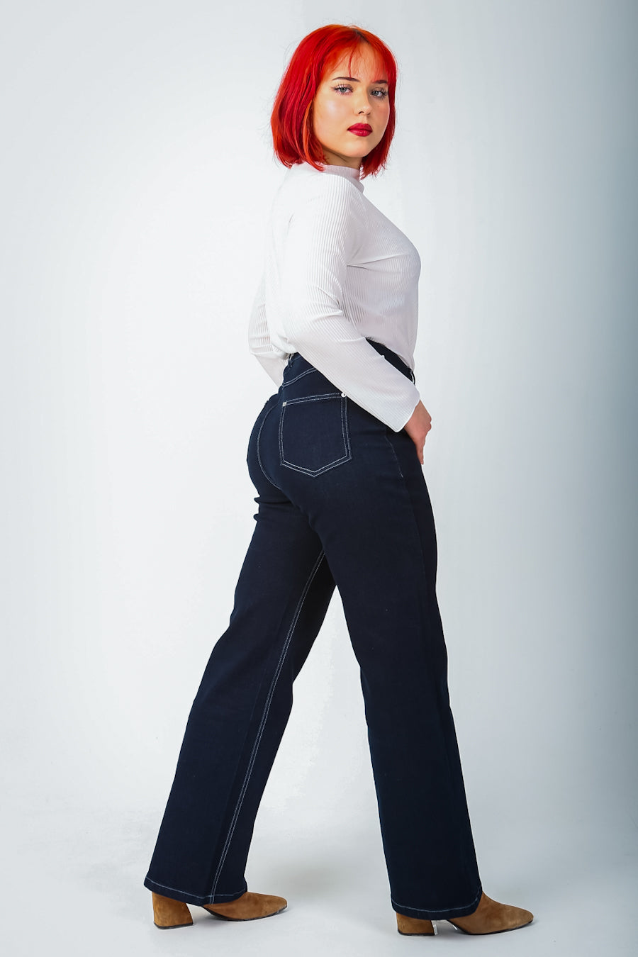 Column Straight High Waist Navy