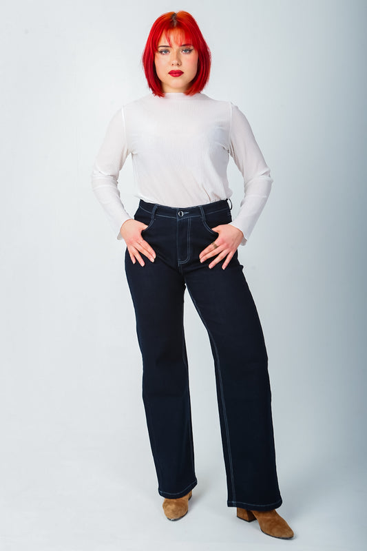 Column Straight High Waist Navy